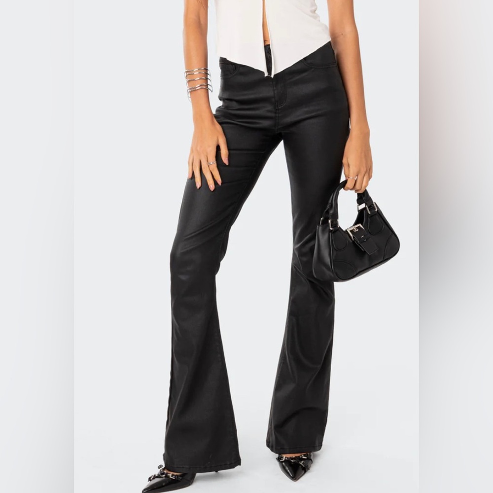 Edikted size small faux leather flare pants